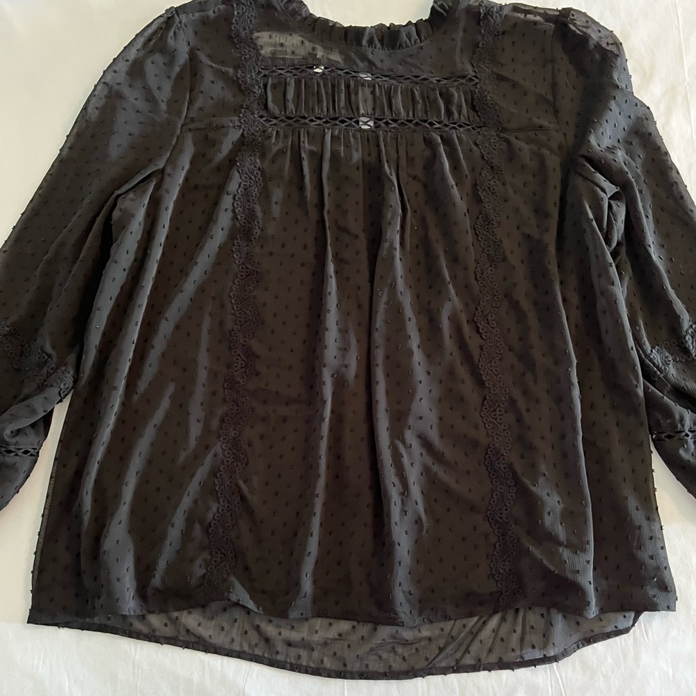XXL NEW Maurices Plus Size Long Sleeve Semi Sheer Black Blouse NWT Womens Misses